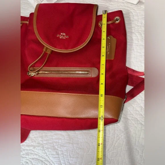 NWT - COACH Red and Brown Canvas Sawyer Backpack - Picture 6 of 8